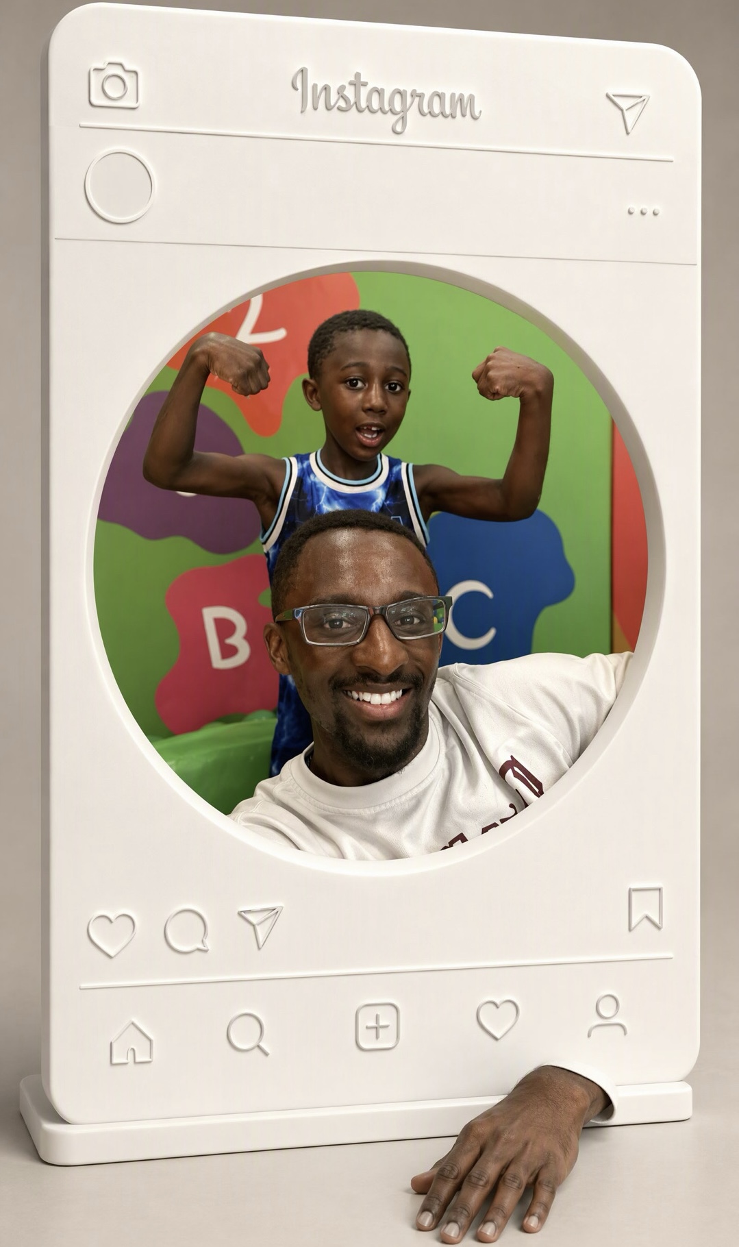 Trae and a child enjoying an activity outing